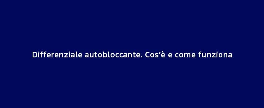 Differenziale Autobloccante. Cos’È E Come Funziona