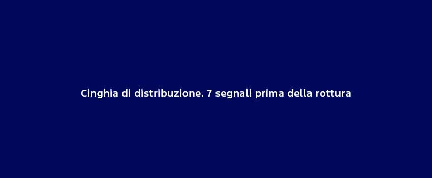 Cinghia Di Distribuzione 7 Segnali Prima Della Rottura
